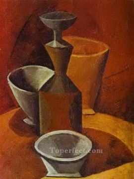 抽象的かつ装飾的 Painting - デカンタとゴベレット 1908 キュビズム